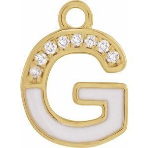 Kazi Luxury 14k Yellow 025 Ctw Natural Diamond Blush Enamel Initial G Dangle 276$